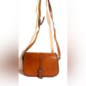 Vintage handmade brown distressed Leather Crossbody Bag with Adjustable Strap